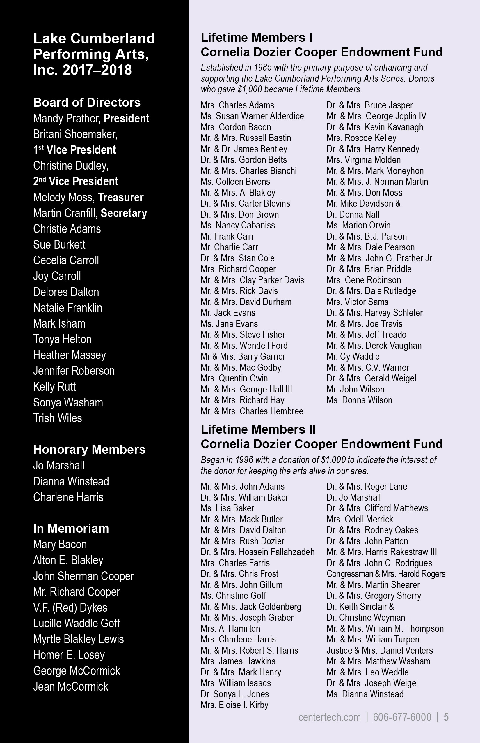 Center Stage Brochure 2017-18