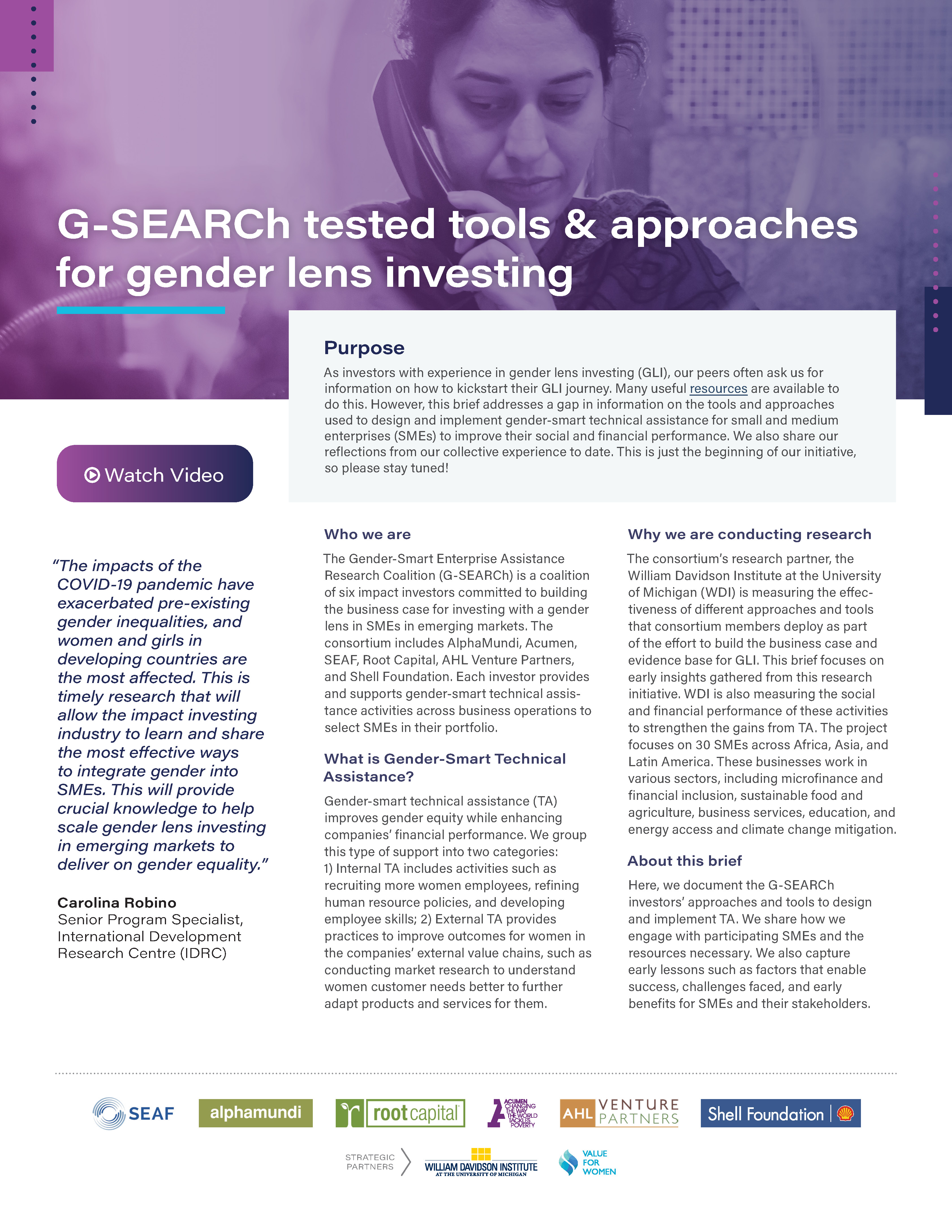 Gender lens investor profiles page